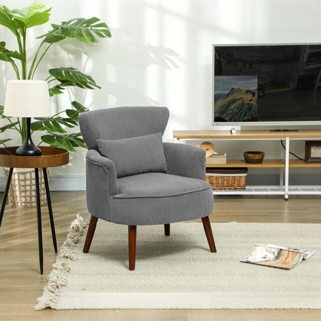 Rackhams Armchair with Padded Seat and Backrest for Living Room - Light Grey - Polyester - image 1