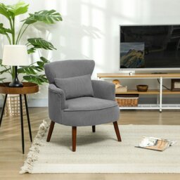 Rackhams Armchair with Padded Seat and Backrest for Living Room - Light Grey - Polyester