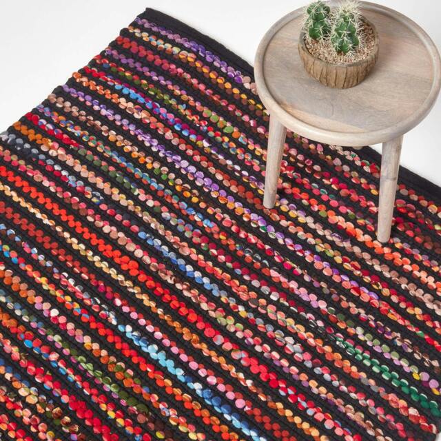 Rackhams Handwoven Multi Coloured Recycled Chindi Folk Rug - 160 x 230 cm - image 1