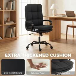 Rackhams Fabric Office Chair, Computer Desk Chair for Home, Black - thumbnail 5
