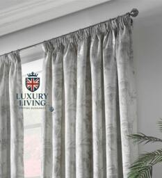 Rackhams Luxury Fern Jacquard Pencil Pleat Taped Top Ready Made Curtains - 117cm width x 183cm drop - thumbnail 2
