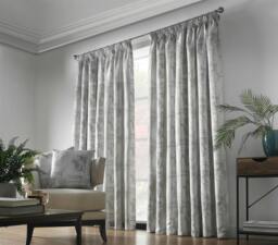 Rackhams Luxury Fern Jacquard Pencil Pleat Taped Top Ready Made Curtains - 117cm width x 183cm drop - thumbnail 1