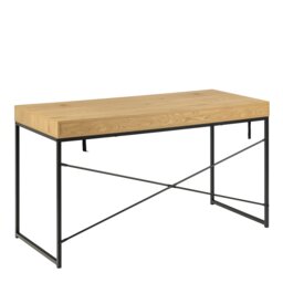 Rackhams Seaford Office Desk with 1 Drawer in Black and Oak - 1 - Black and Natural - 58 - thumbnail 3