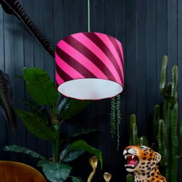 "Rackhams Raspberry Ripple Helter Skelter Velvet Lampshades - 25cm diameter x 20cm height / 10"" x 8""" - thumbnail 2