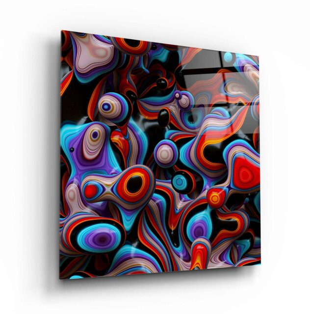 Rackhams Colorful Abstract Glass Wall Art - 80x80cm - Tempered Glass (4 mm) - image 1