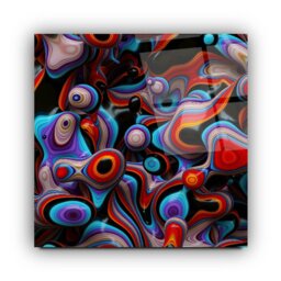 Rackhams Colorful Abstract Glass Wall Art - 80x80cm - Tempered Glass (4 mm) - thumbnail 3