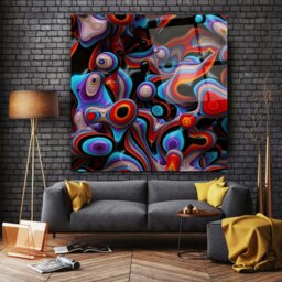 Rackhams Colorful Abstract Glass Wall Art - 80x80cm - Tempered Glass (4 mm) - thumbnail 4