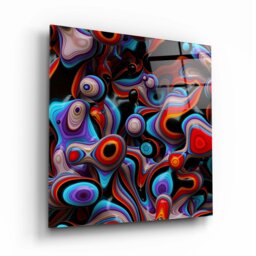 Rackhams Colorful Abstract Glass Wall Art - 80x80cm - Tempered Glass (4 mm) - thumbnail 1