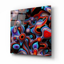Rackhams Colorful Abstract Glass Wall Art - 80x80cm - Tempered Glass (4 mm) - thumbnail 2