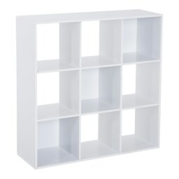 Rackhams 9 Cube Storage Unit Cabinet Bookcase Display Shelves Chipboard - White - White - thumbnail 2