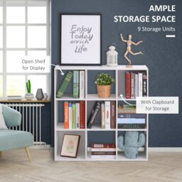 Rackhams 9 Cube Storage Unit Cabinet Bookcase Display Shelves Chipboard - White - White - thumbnail 3