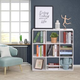 Rackhams 9 Cube Storage Unit Cabinet Bookcase Display Shelves Chipboard - White - White