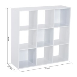 Rackhams 9 Cube Storage Unit Cabinet Bookcase Display Shelves Chipboard - White - White - thumbnail 5
