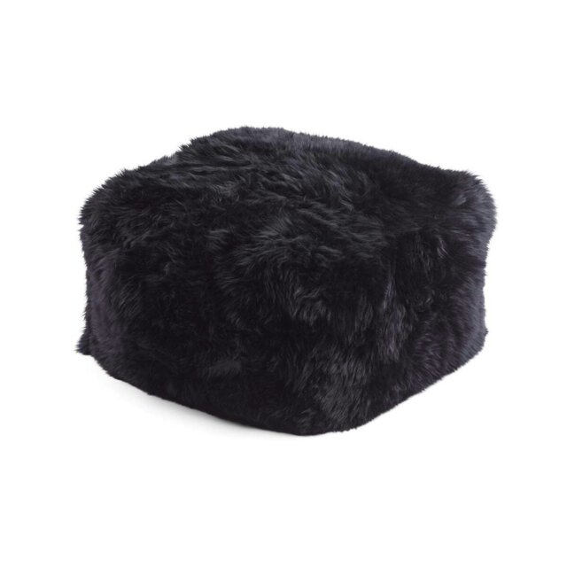 Rackhams Long Wool Sheepskin Pouf - Black - image 1