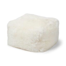 Rackhams Long Wool Sheepskin Pouf - Black - thumbnail 6