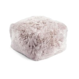 Rackhams Long Wool Sheepskin Pouf - Black - thumbnail 3