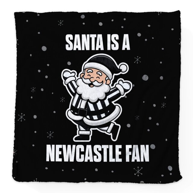 Rackhams Santa is a Newcastle Football Fan - Luxury Fleece Blanket 150cm X 150cm - image 1
