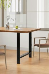 Rackhams 2Pcs Black H-shaped Anti-Slip Metal Table Legs Furniture Replacement Legs for DiningTable, Desks and Workbenches,  75cm(W) x 71cm(H) - Black - thumbnail 1
