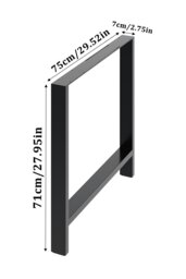 Rackhams 2Pcs Black H-shaped Anti-Slip Metal Table Legs Furniture Replacement Legs for DiningTable, Desks and Workbenches,  75cm(W) x 71cm(H) - Black - thumbnail 6