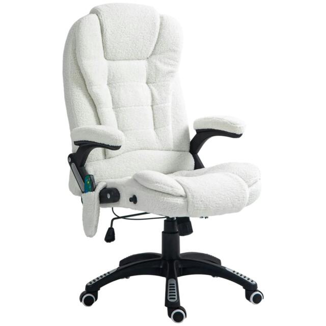 Rackhams Boucle Six-Point Massage Office Chair - White