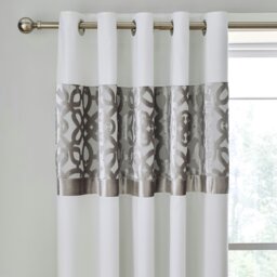 Rackhams Lattice Cut Velvet Lined Eyelet Curtains - 66x72 Inch - Black - thumbnail 2