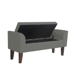 Rackhams Oxford Storage Ottoman Bench - Grey Boucle Upholstery with flip lid - Grey