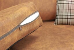 Rackhams Oakland Suede 4-5 Seater Corner Sofa in Tan Brown Fabric - Brown - thumbnail 4