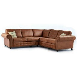 Rackhams Oakland Suede 4-5 Seater Corner Sofa in Tan Brown Fabric - Brown
