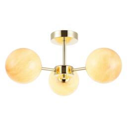 Rackhams Designer Polished Gold Ceiling Light with Amber Marble Glass Shades - thumbnail 4