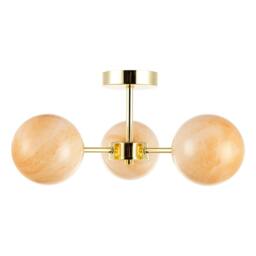 Rackhams Designer Polished Gold Ceiling Light with Amber Marble Glass Shades - thumbnail 5