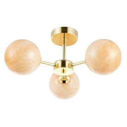 Rackhams Designer Polished Gold Ceiling Light with Amber Marble Glass Shades