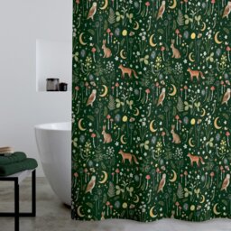 Rackhams Enchanted Twilight Animals Shower Curtain Forest Green - Forest Green - thumbnail 1