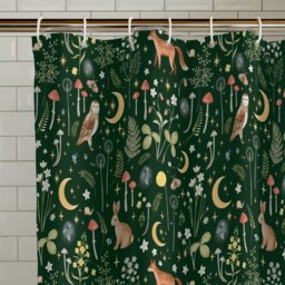 Rackhams Enchanted Twilight Animals Shower Curtain Forest Green - Forest Green - thumbnail 2