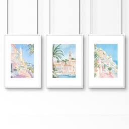 Rackhams Best Wall Art For Living Room - Set of 3 Beach Decor Wall art Prints - A4 8.27 x 11.69 in / 21 x 29.7 cm - Satin Photo paper 280 gsm - White Frame