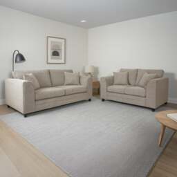 Rackhams Quilted Full Fabric Chenille Sofa Suite - Beige