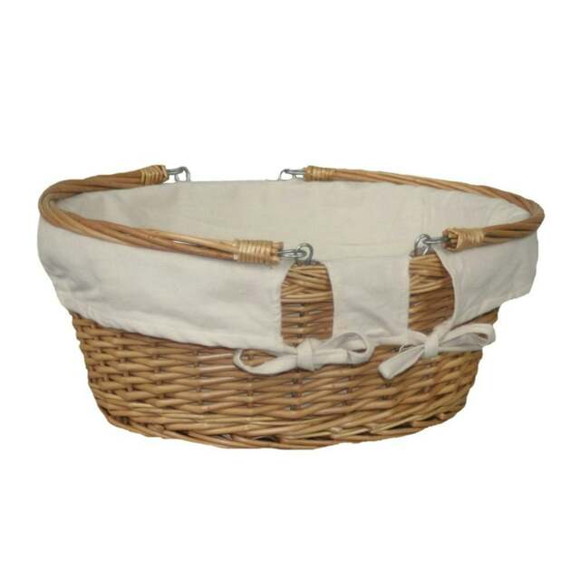 Rackhams Large Swing Handle Wicker Shopping Basket - Red Checked
