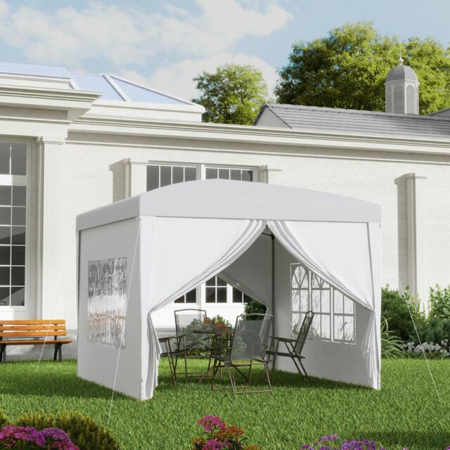 Rackhams 3mx3m Pop Up Gazebo Party Tent Canopy Marquee with Storage Bag Black - White - image 1