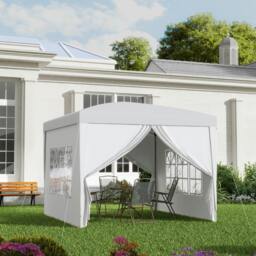Rackhams 3mx3m Pop Up Gazebo Party Tent Canopy Marquee with Storage Bag Black - White - thumbnail 1