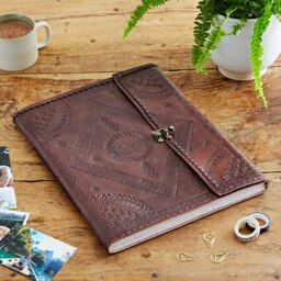Rackhams Indra Extra Large Embossed & Stitched Leather Photo Album - Leather