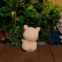 Rackhams Adorable Small Cast Stone Cute Pig Garden Statue - thumbnail 2