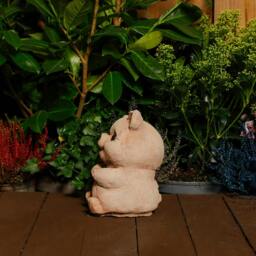 Rackhams Adorable Small Cast Stone Cute Pig Garden Statue - thumbnail 4
