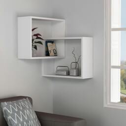 Rackhams Ring Corner Wall Mounted Modern Bookcase Display Unit 60cm - White,Anthracite Grey - thumbnail 4