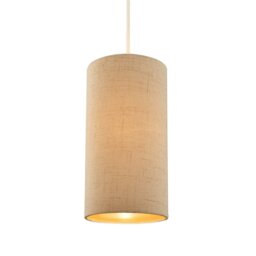 Rackhams Modern and Stylish Stitched Effect Taupe Linen Fabric Cylindrical 25cm Lampshade - thumbnail 2