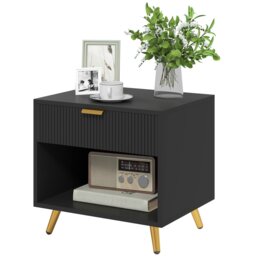 Rackhams Small Table With Drawer, Open Compartment and Handle, Black - Black - thumbnail 2
