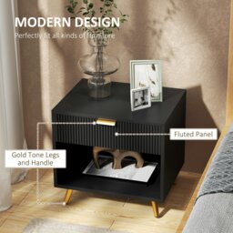 Rackhams Small Table With Drawer, Open Compartment and Handle, Black - Black - thumbnail 3