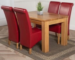 Rackhams Dakota Small Oak Dining Table with Montana Leather Chairs - 6 chairs - Brown - thumbnail 4