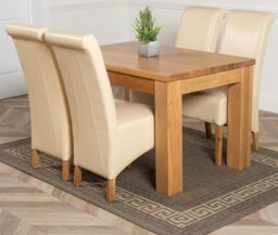 Rackhams Dakota Small Oak Dining Table with Montana Leather Chairs - 6 chairs - Brown - thumbnail 2