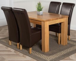 Rackhams Dakota Small Oak Dining Table with Montana Leather Chairs - 6 chairs - Brown - thumbnail 5
