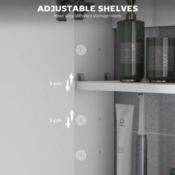 Rackhams Bathroom Mirror Cabinet Wall Mounted, 60 x 15 x 60 cm, White - Bathroom Mirror Cabinet - 1 - 60 x 15 x 60 cm - thumbnail 4