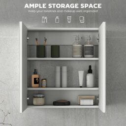 Rackhams Bathroom Mirror Cabinet Wall Mounted, 60 x 15 x 60 cm, White - Bathroom Mirror Cabinet - 1 - 60 x 15 x 60 cm - thumbnail 3